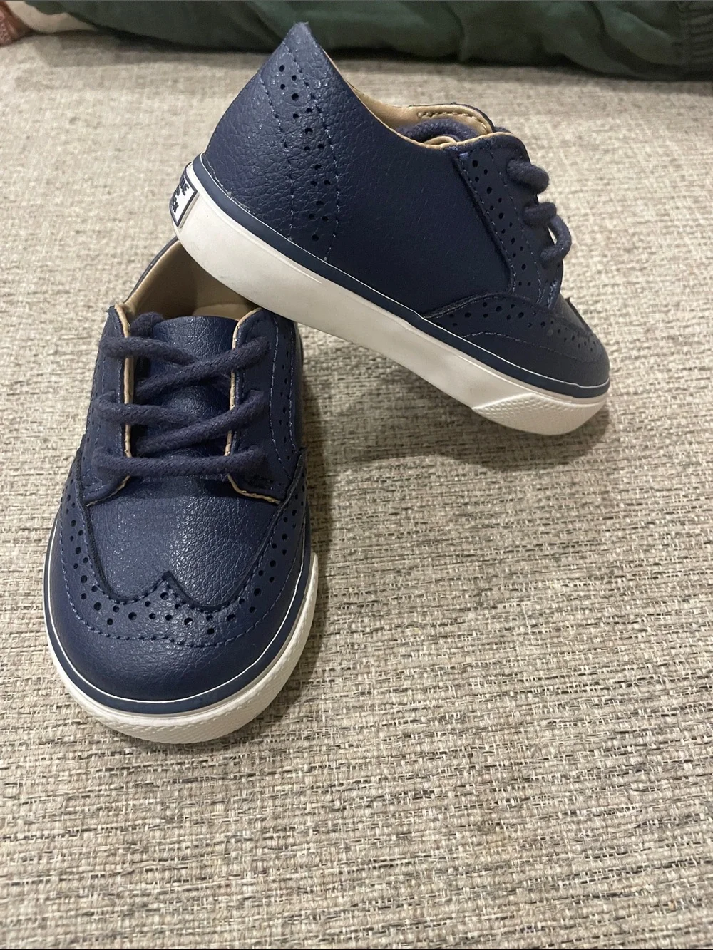 Janie and Jack Navy Brogue-Style Lace-Up Baby Shoes